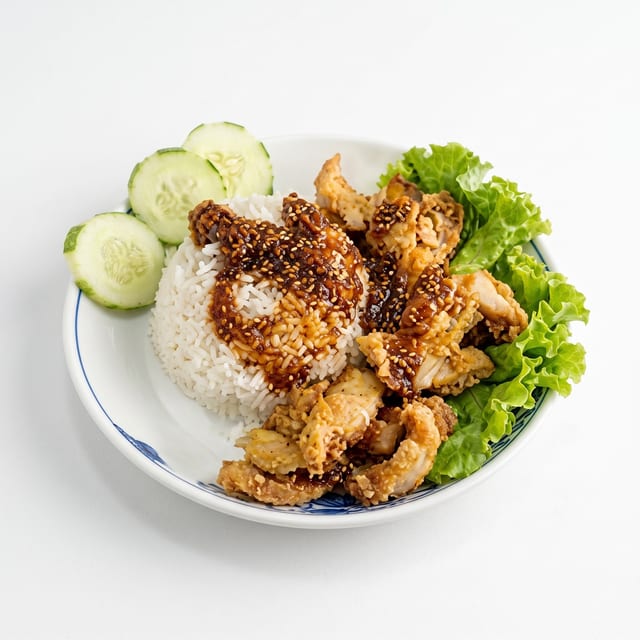 Sesame Chicken Rice Bowl.