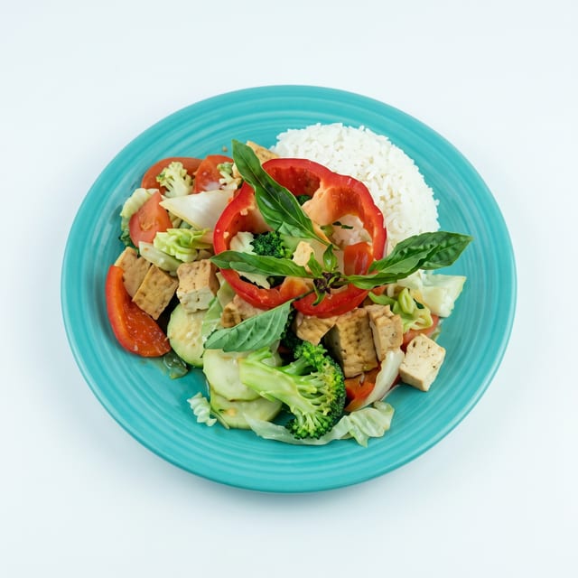 Stir Fried Mixed-Vegetable Rice Bowl.