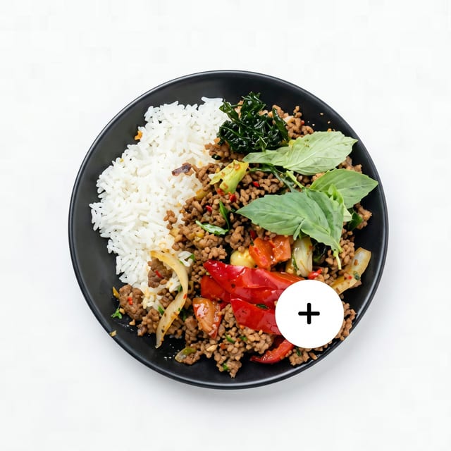 Beef Basil Rice Bowl.